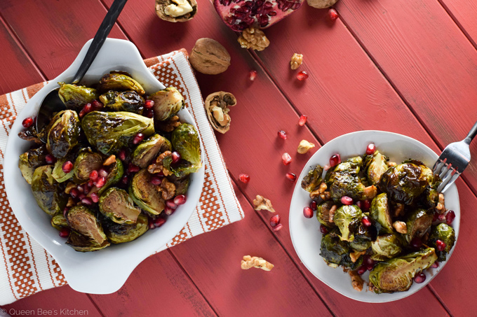 Pomegranate Molasses Brussels Sprouts - Queen Bee's Kitchen