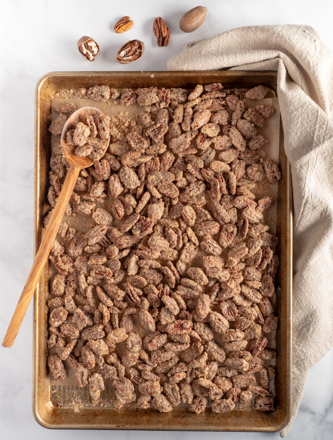 pecans on a cookie sheet